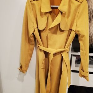 Mustered suede long jacket